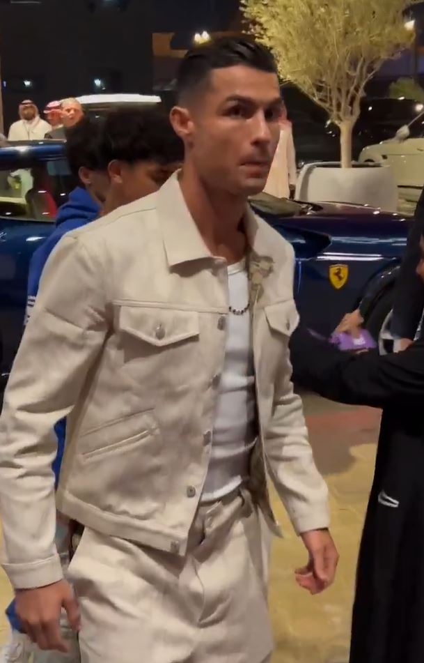 Ronaldo, 39, made his way to the venue alongside son Cristiano Jr, 13