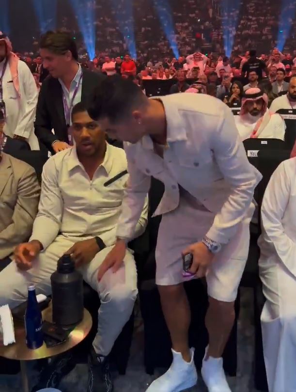Ronaldo asked Anthony Joshua 'how are you, big man?', as his £1.2m watch glistened